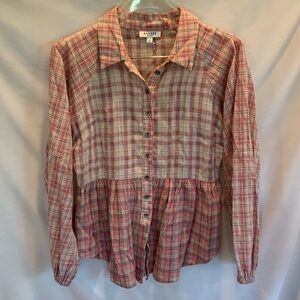 Andree Long Sleeve Collared Top Size Small